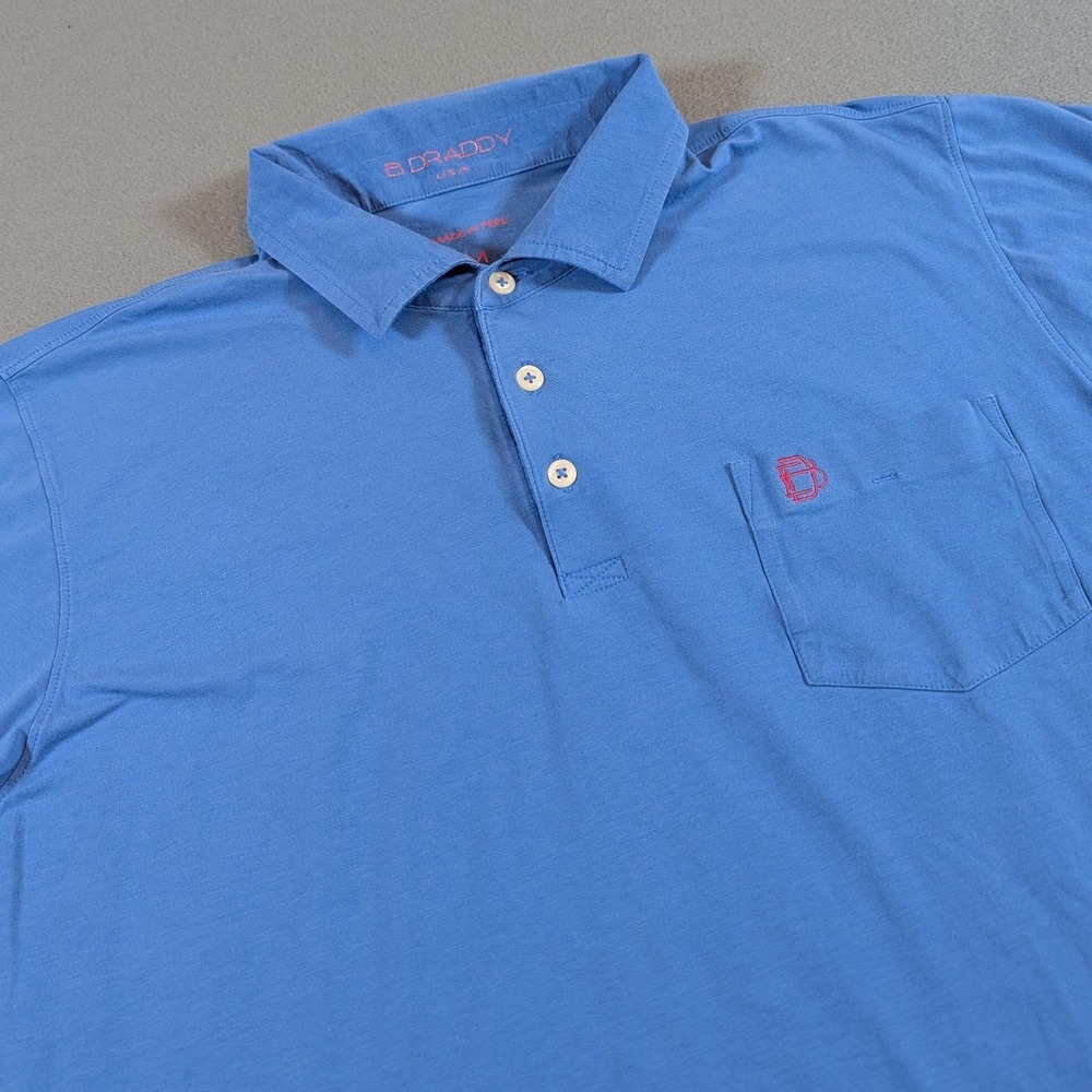 B. Draddy Mens Short Sleeve Pocket Polo Shirt Size M Golf Lightweight Breathable